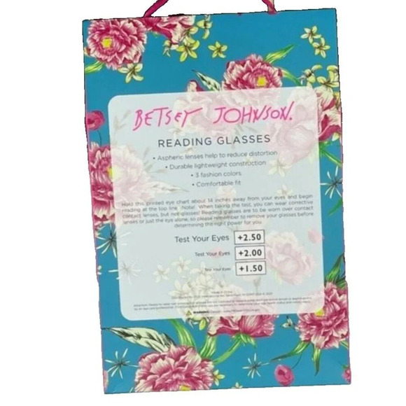 Betsey Johnson 3 Pk Pink-Blue-Yellow Cat-Eye Frames Reading Glasses +1.50 - Picture 3 of 3